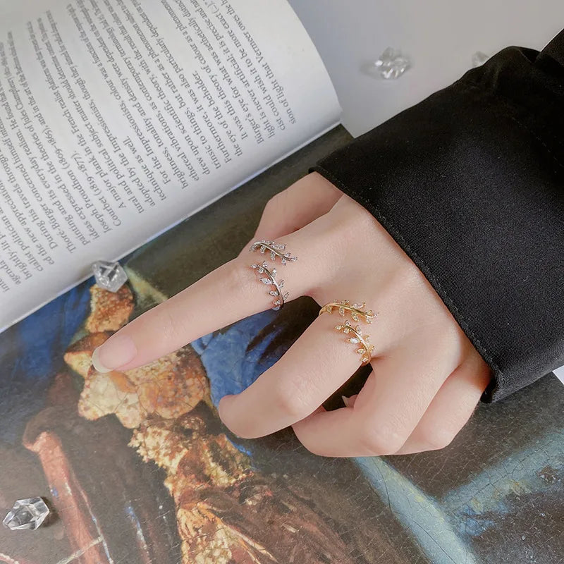 Silver Gold Zircon Women's Ring