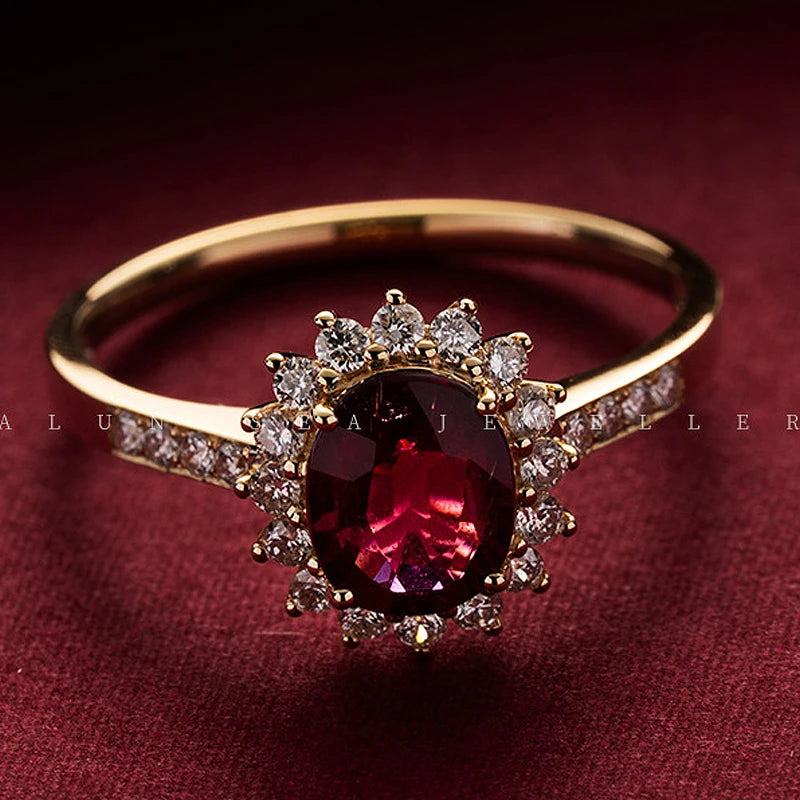 Red Jewel Silver Plated 18K Gold Ruby Ring