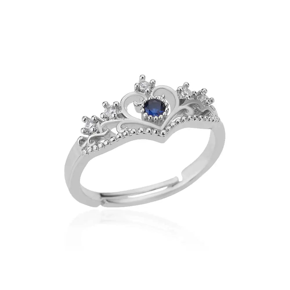 Blue Zircon Crown Rings