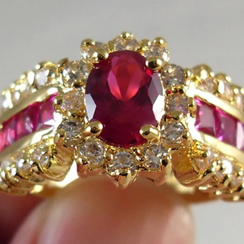 Blue Red Zircon Fashion Men's and Women's Rings