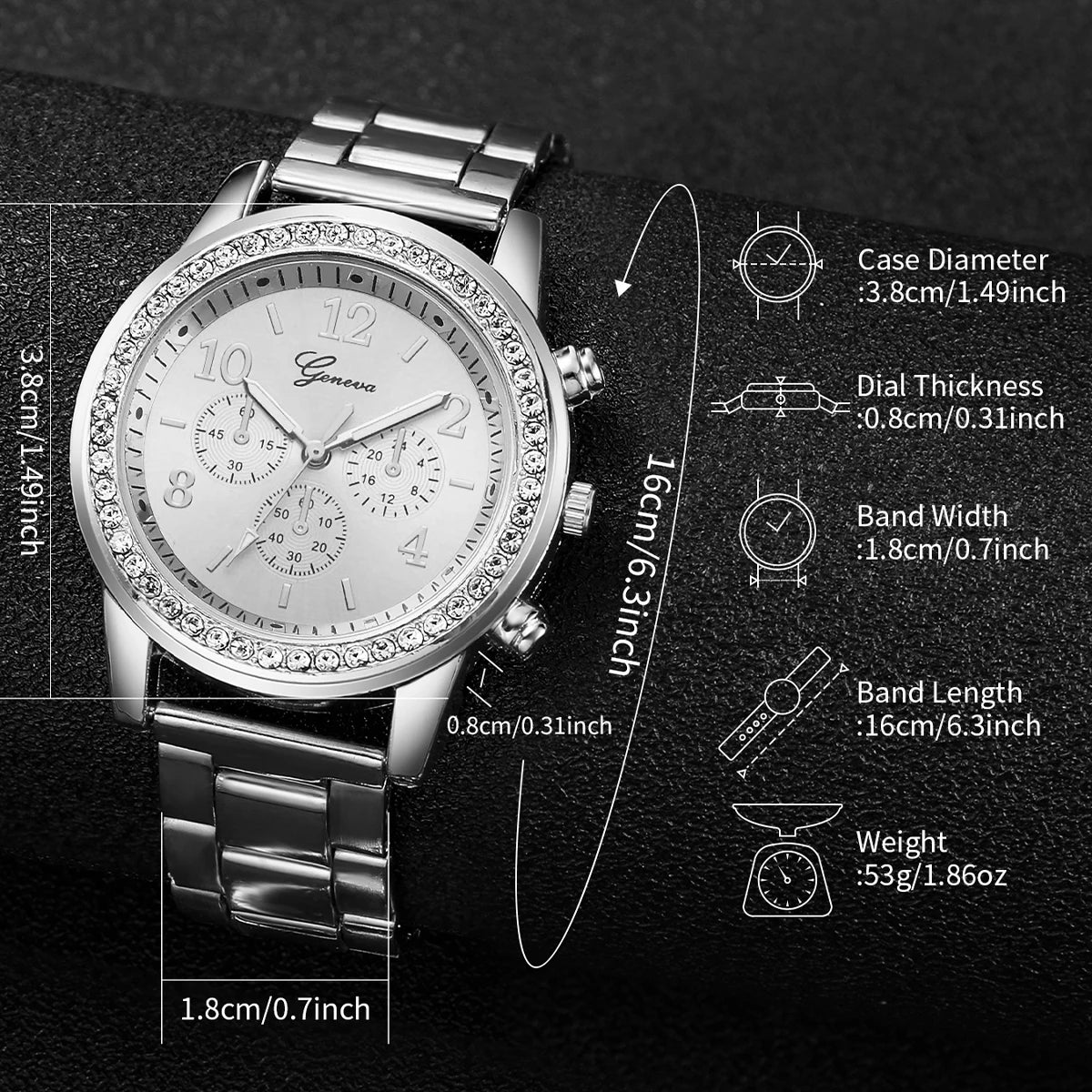 4PCS/Set Fashion Rhinestone Women Watches Luxury Steel(Without Box)