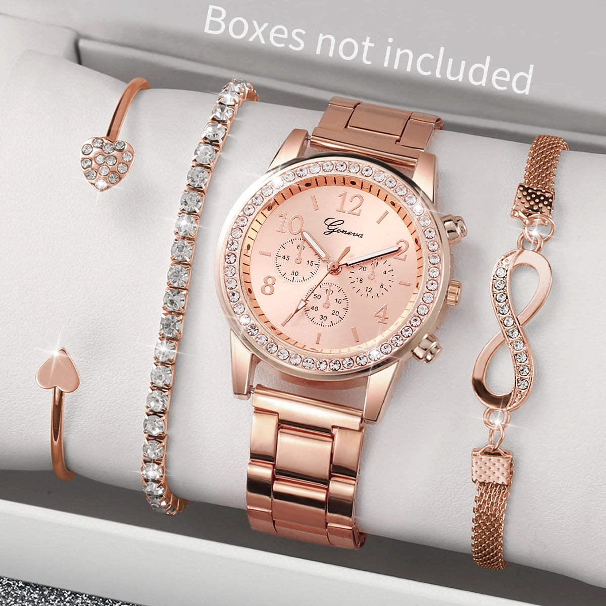4PCS/Set Fashion Rhinestone Women Watches Luxury Steel(Without Box)