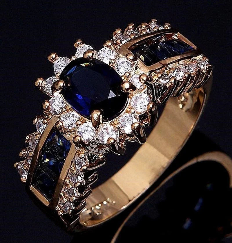 Blue Red Zircon Fashion Men's and Women's Rings