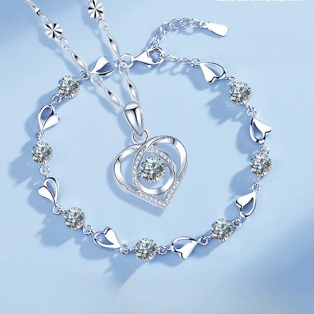 Heart Shaped Necklace Bracelet