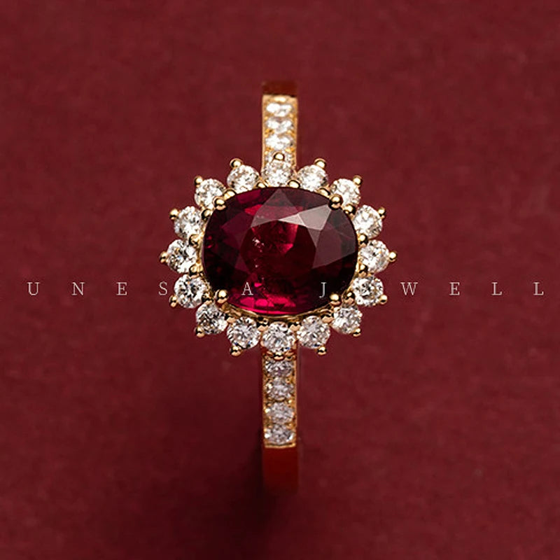 Red Jewel Silver Plated 18K Gold Ruby Ring