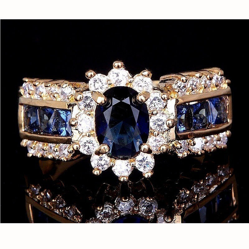 Blue Red Zircon Fashion Men's and Women's Rings