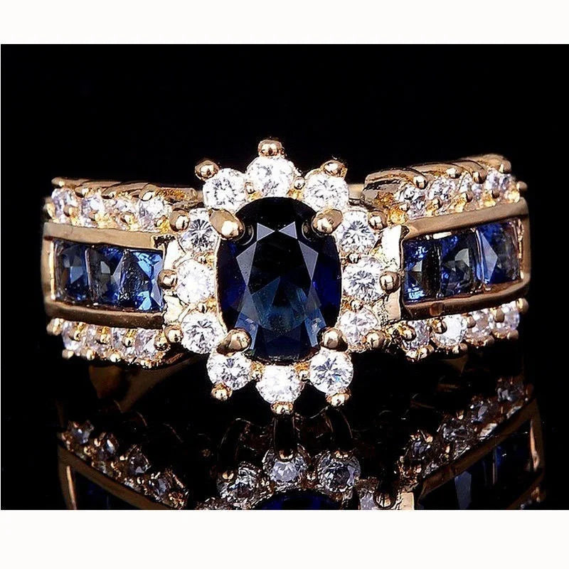 Blue Red Zircon Fashion Men's and Women's Rings