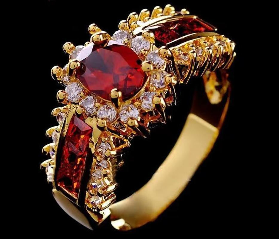 Blue Red Zircon Fashion Men's and Women's Rings