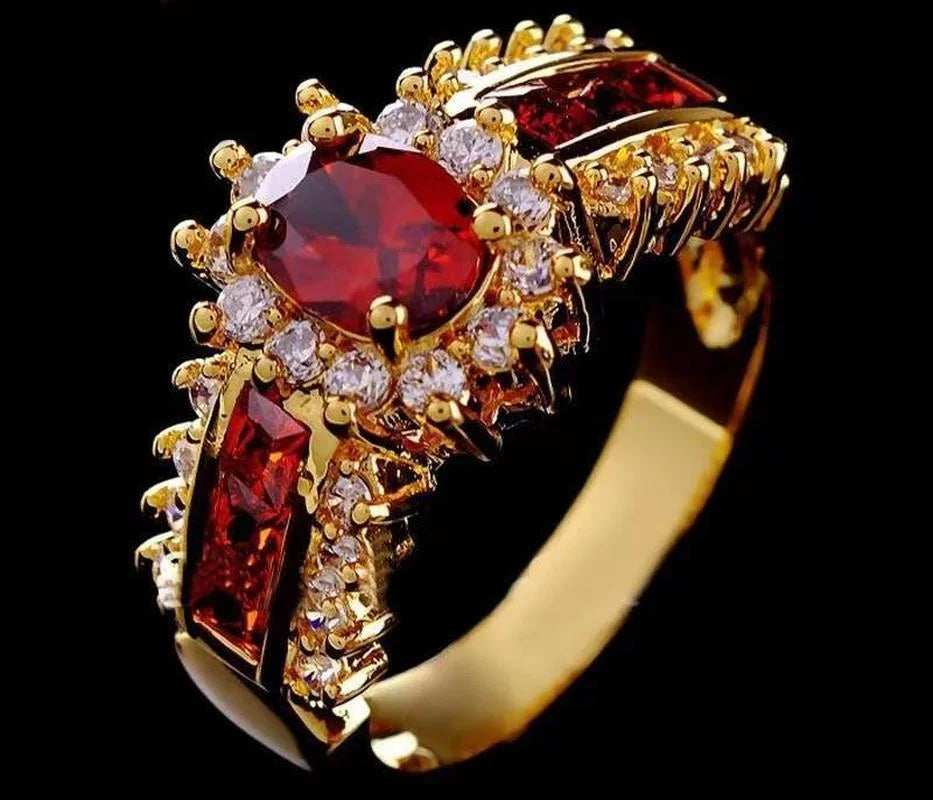 Blue Red Zircon Fashion Men's and Women's Rings
