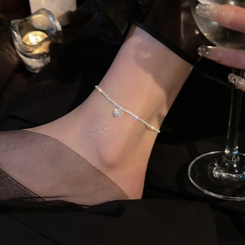 Sterling Silver Anklet Dazzling Chain.