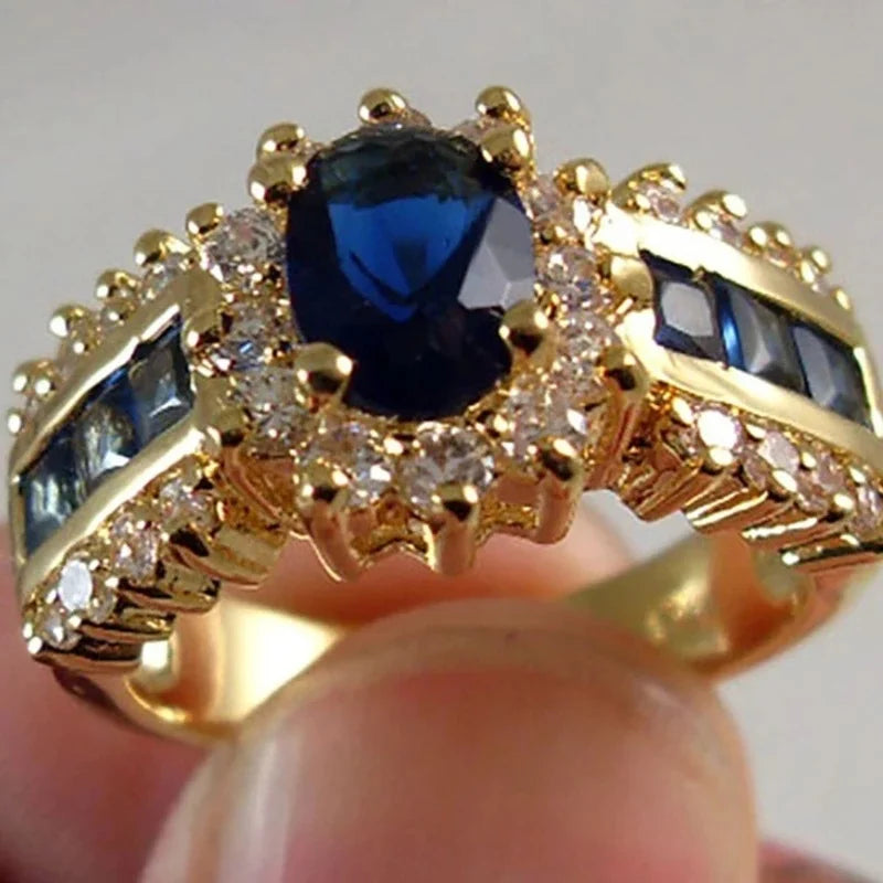 Blue Red Zircon Fashion Men's and Women's Rings
