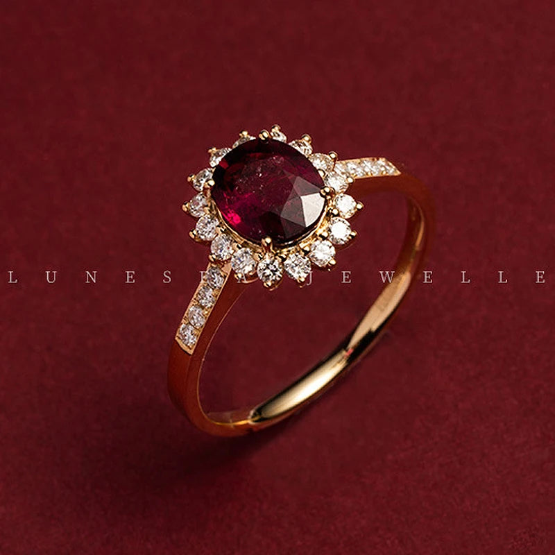 Red Jewel Silver Plated 18K Gold Ruby Ring