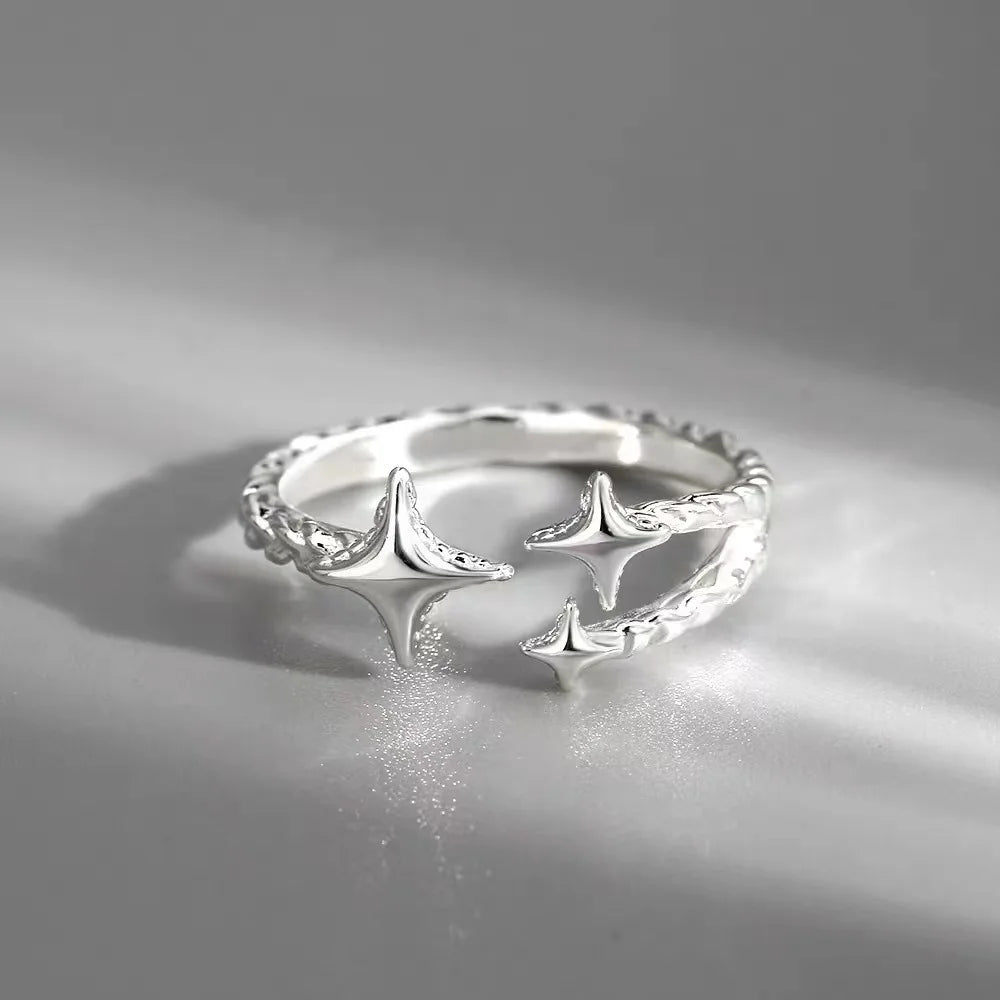 2PCS Crystal Queen Ring Irregular Geometry Vintage Rings