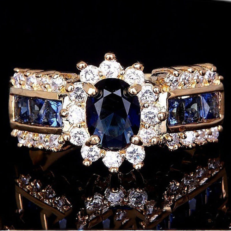 Blue Red Zircon Fashion Men's and Women's Rings