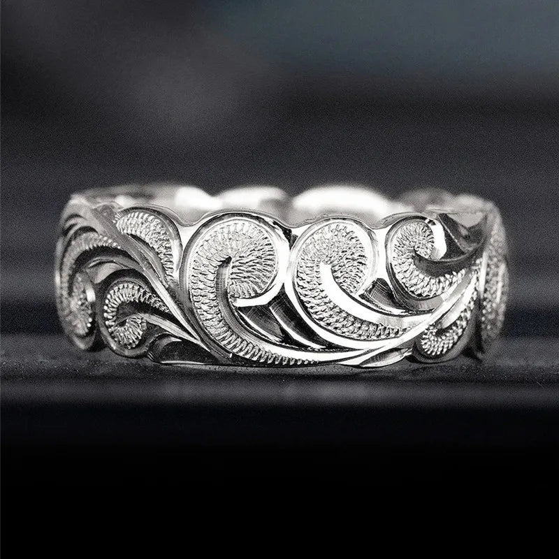 Silver Floral Pattern Ring