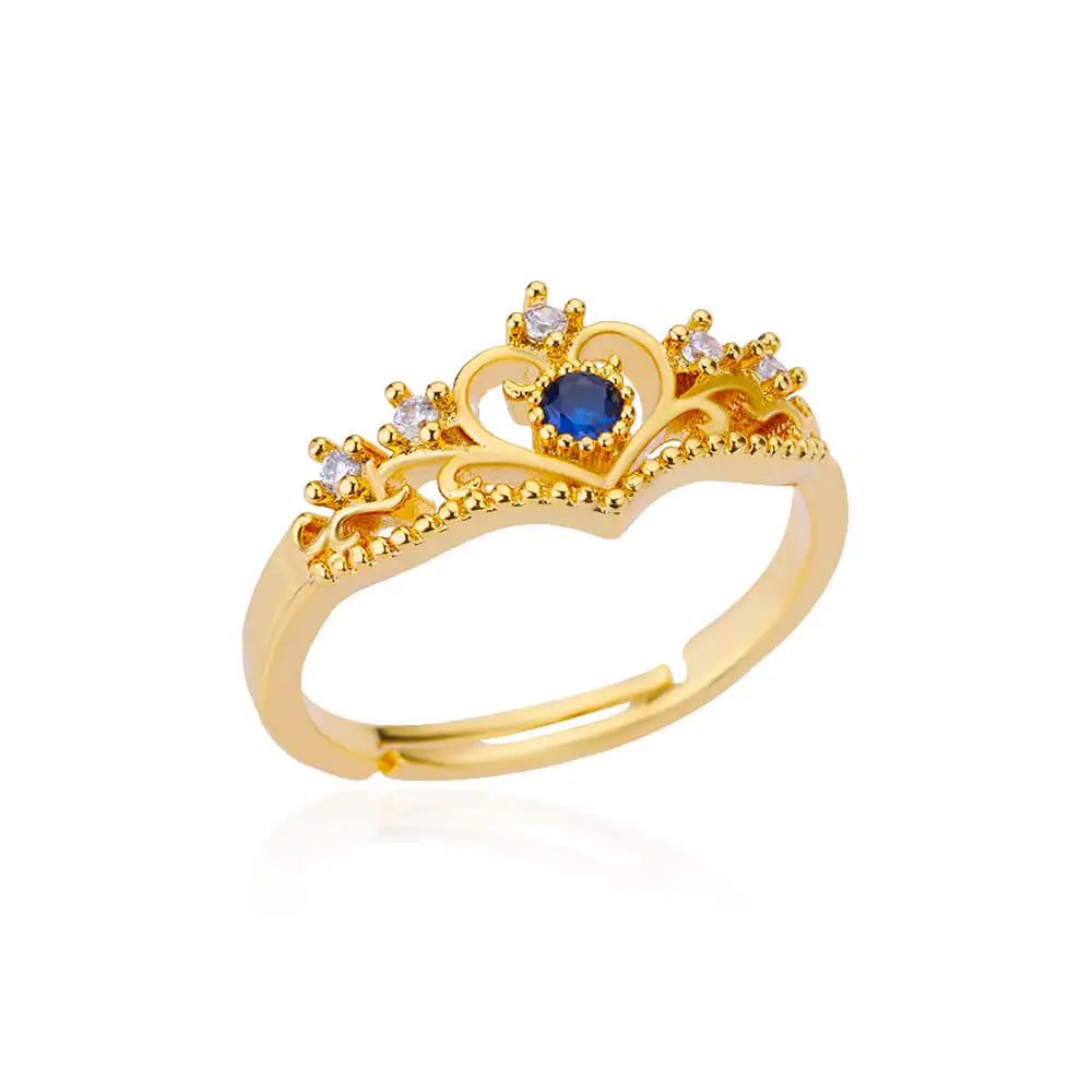 Blue Zircon Crown Rings