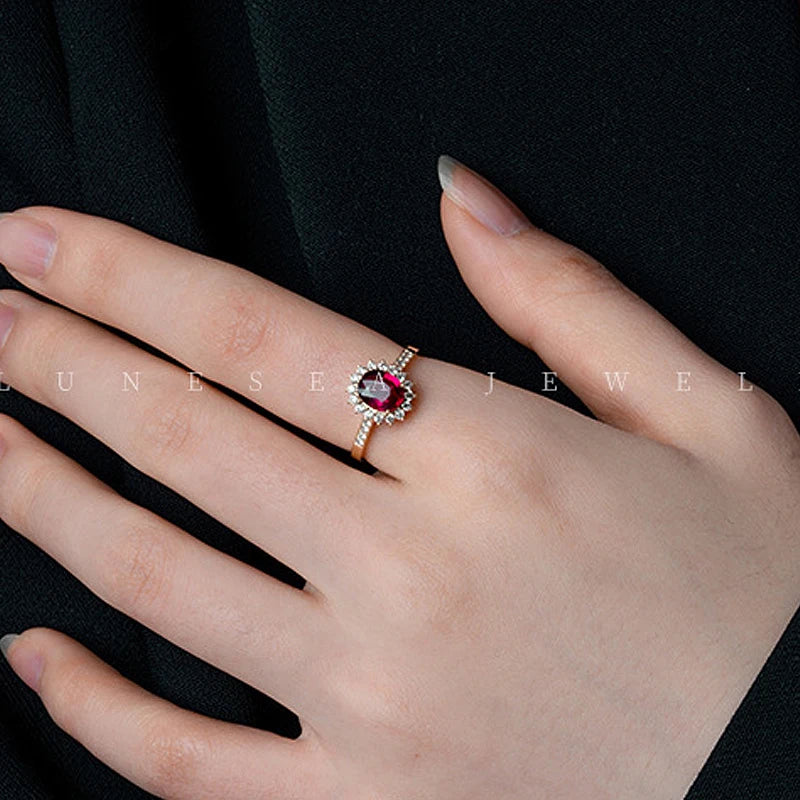 Red Jewel Silver Plated 18K Gold Ruby Ring