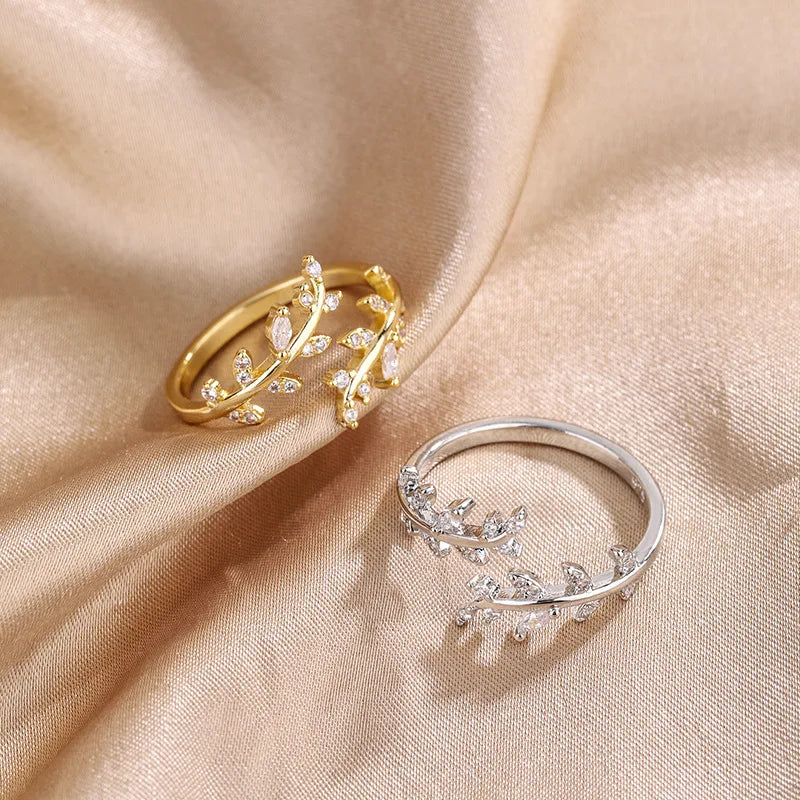 Silver Gold Zircon Women's Ring