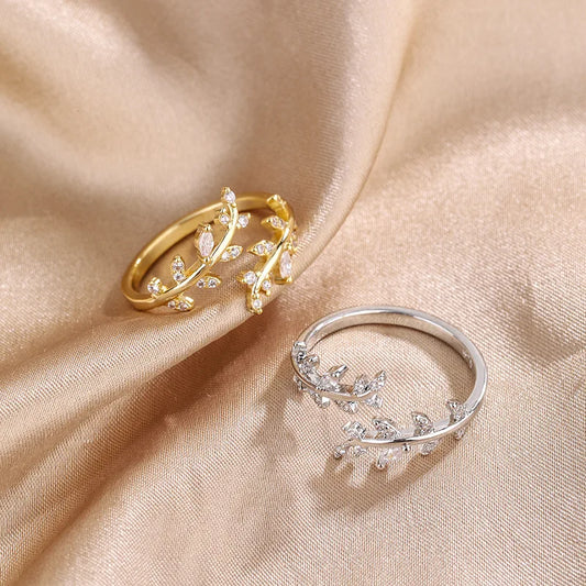 Silver Gold Zircon Women's Ring