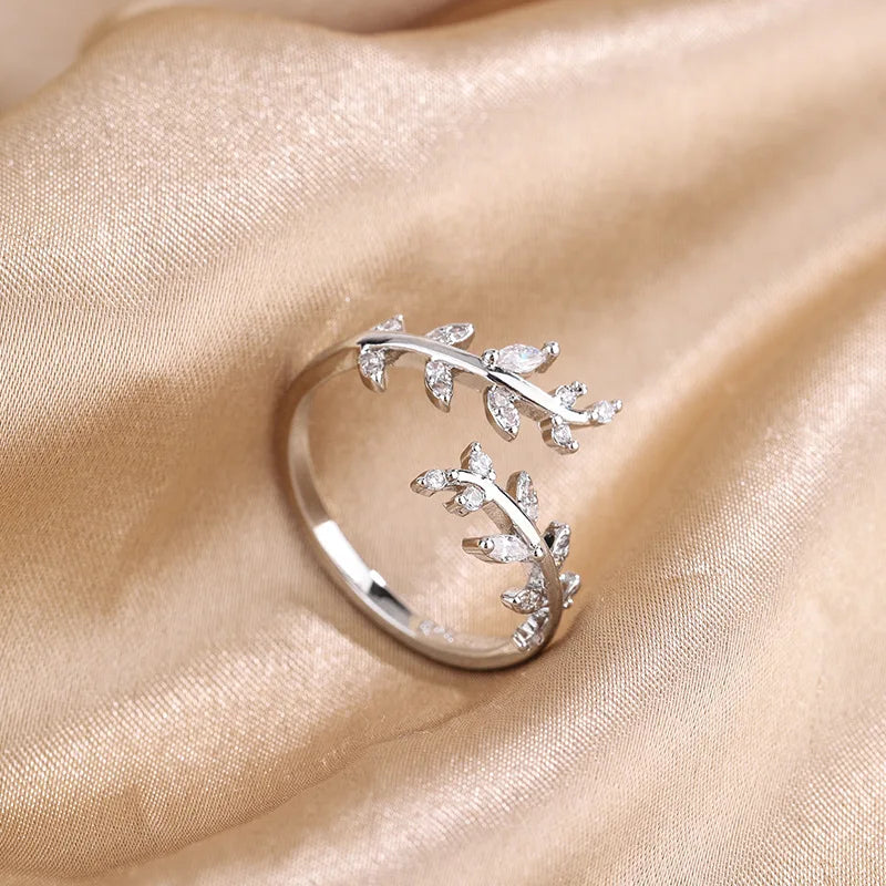 Silver Gold Zircon Women's Ring