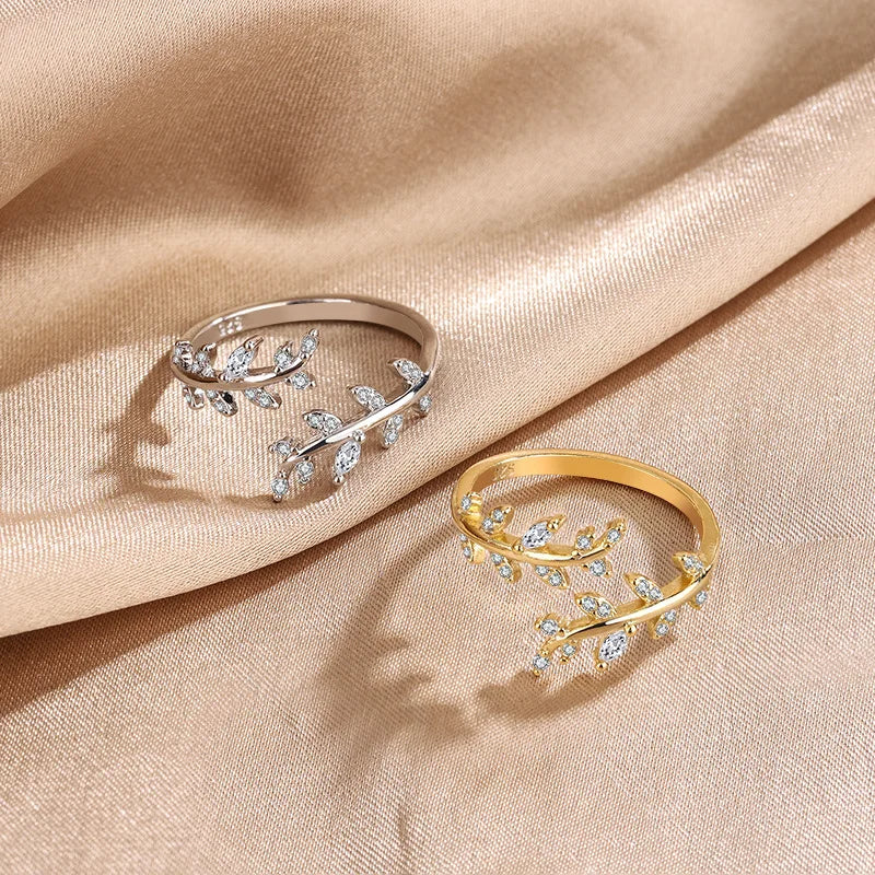 Silver Gold Zircon Women's Ring