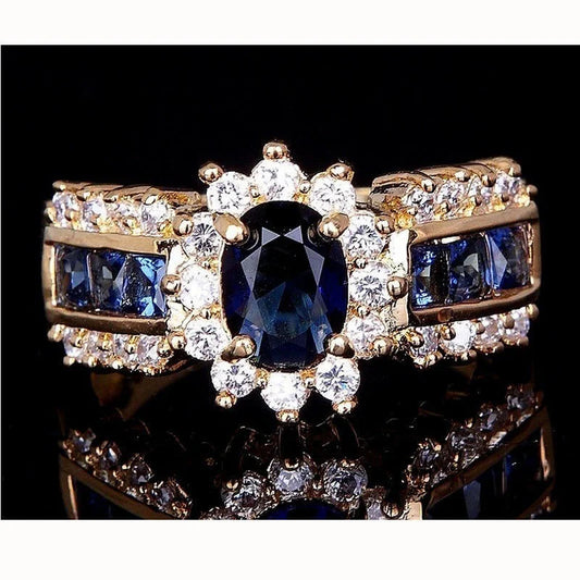Blue Red Zircon Fashion Men's and Women's Rings