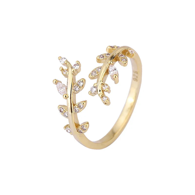 Silver Gold Zircon Women's Ring