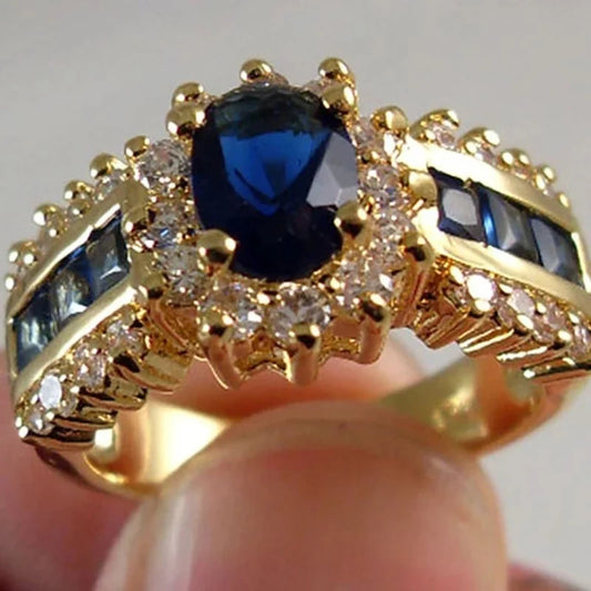 Blue Red Zircon Fashion Men's and Women's Rings
